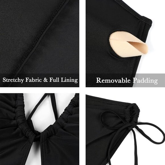 Womens Bikini Sets Two Piece Cheeky Swimsuits Hot Pink M - Picture 5 of 6